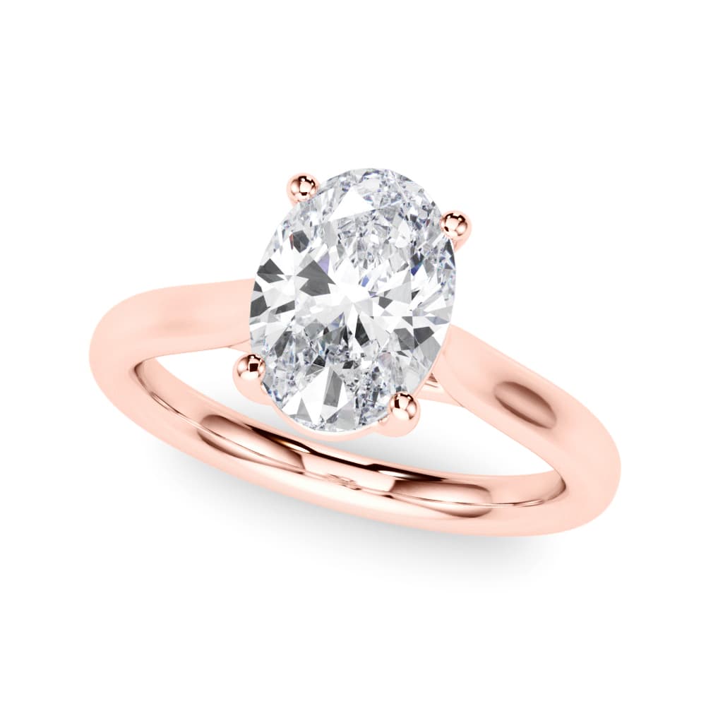 Solitaire Oval Engagement Ring, style 85435, Front view in rose gold
