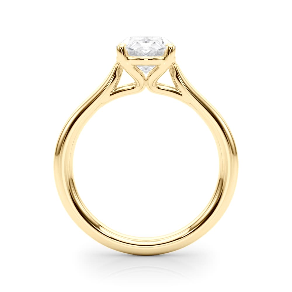 Solitaire Oval Engagement Ring, style 85435, Side view in yellow gold