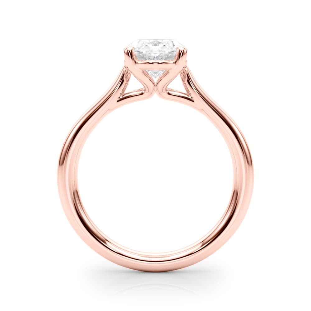 Solitaire Oval Engagement Ring, style 85435, Side view in rose gold