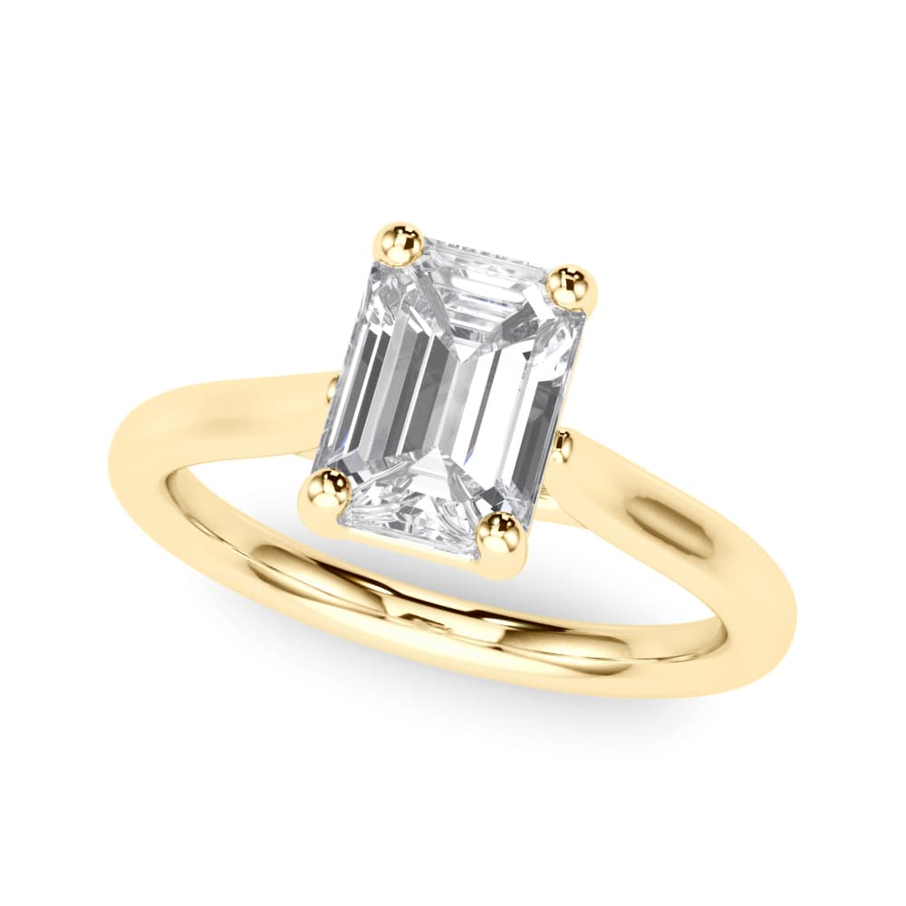Solitaire Emerald Cut Engagement Ring, style 85436, Front view in yellow gold
