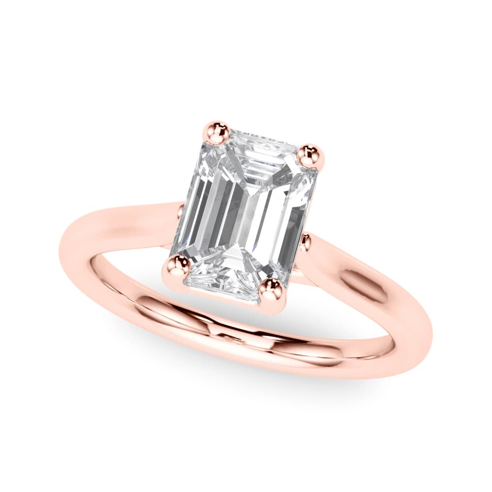 Solitaire Emerald Cut Engagement Ring, style 85436, Front view in rose gold