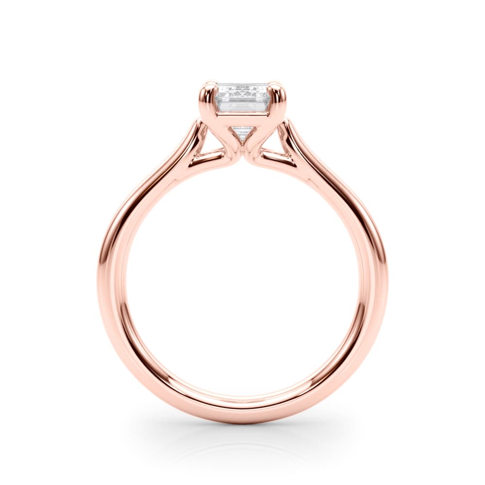 Solitaire Emerald Cut Engagement Ring, style 85436, Side view in rose gold