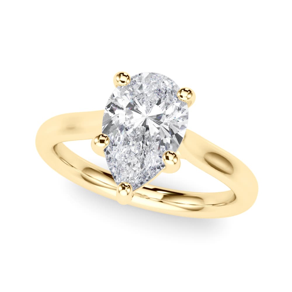 Solitaire Pear, style 85437, Front view in yellow gold