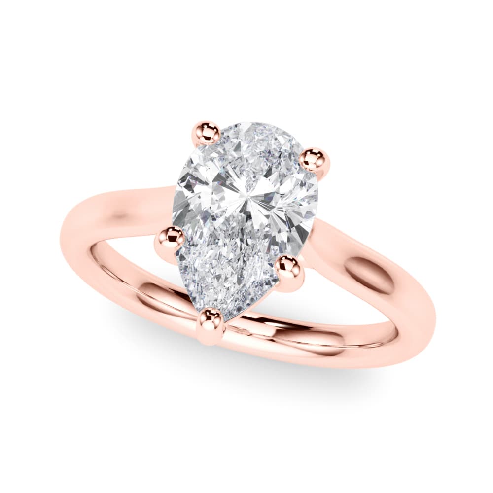 Solitaire Pear, style 85437, Front view in rose gold