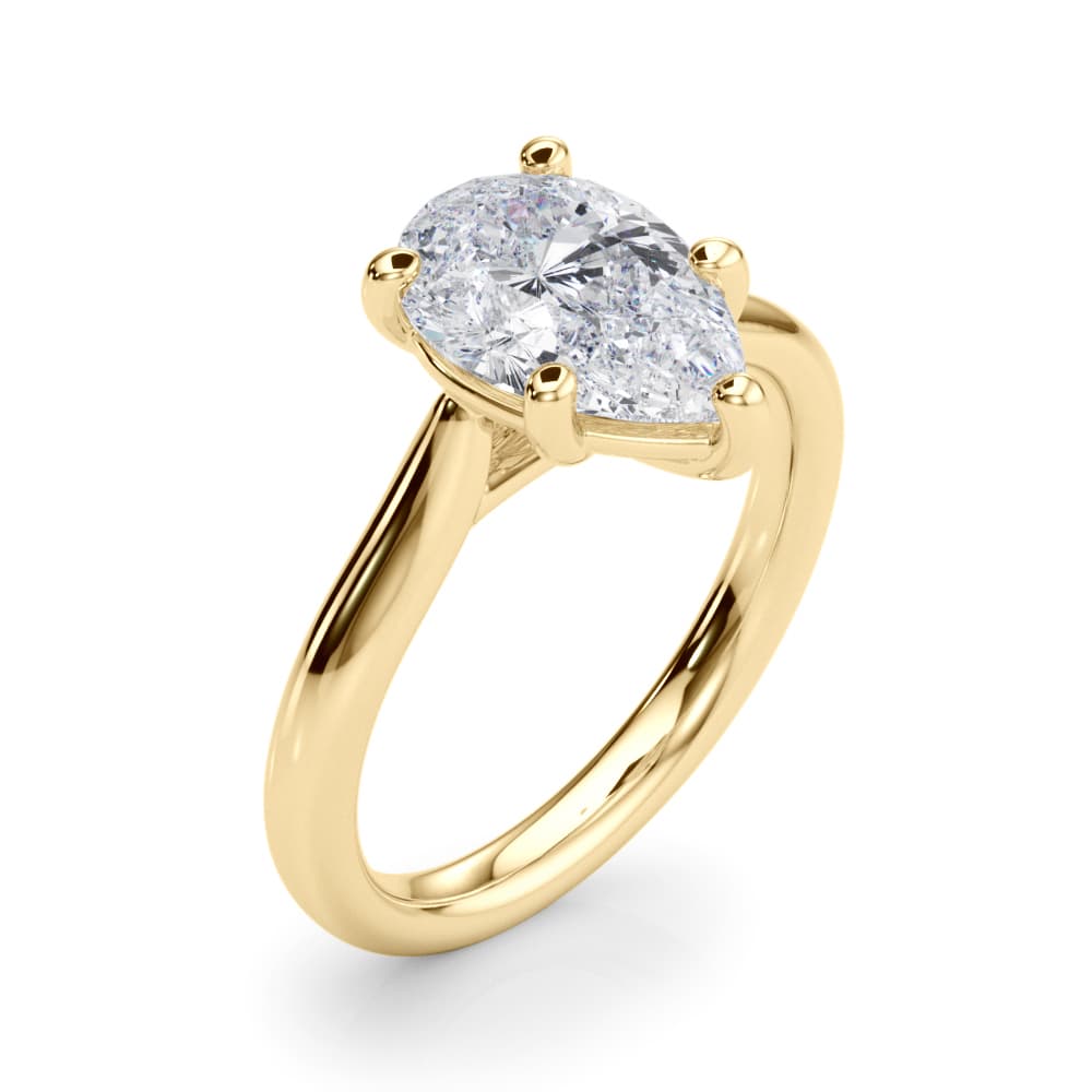 Solitaire Pear, style 85437, Angle view in yellow gold