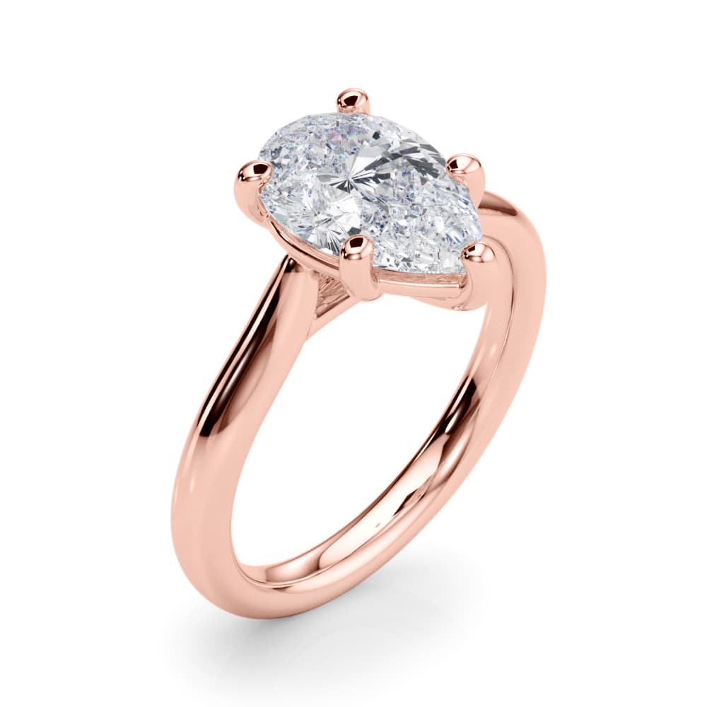 Solitaire Pear, style 85437, Angle view in rose gold