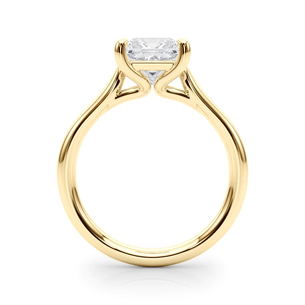 Solitaire Princess Cut Engagement Ring, style 85438, Side view in yellow gold
