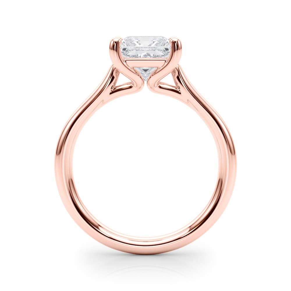 Solitaire Princess Cut Engagement Ring, style 85438, Side view in rose gold