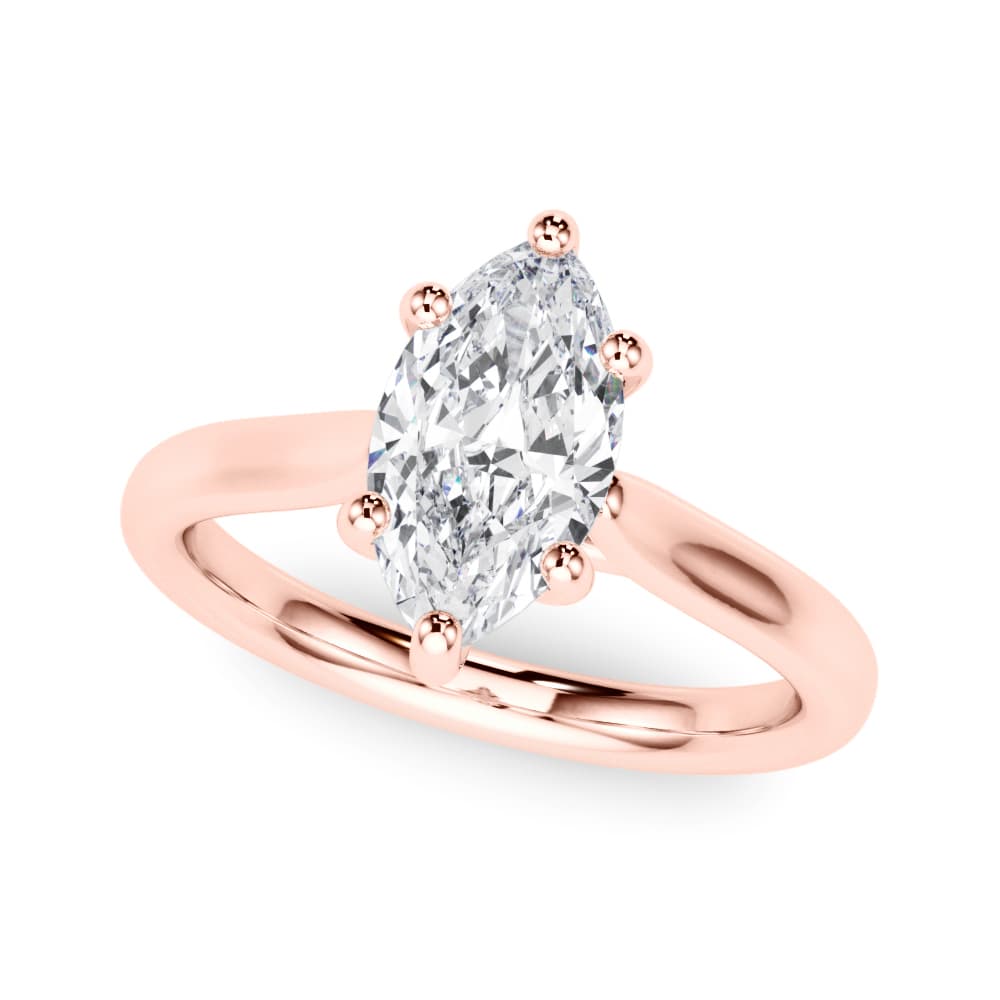 Solitaire Marquise Engagement Ring, style 85439, Front view in rose gold
