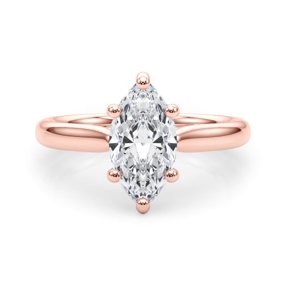 Solitaire Marquise Engagement Ring, style 85439, On hand view in rose gold