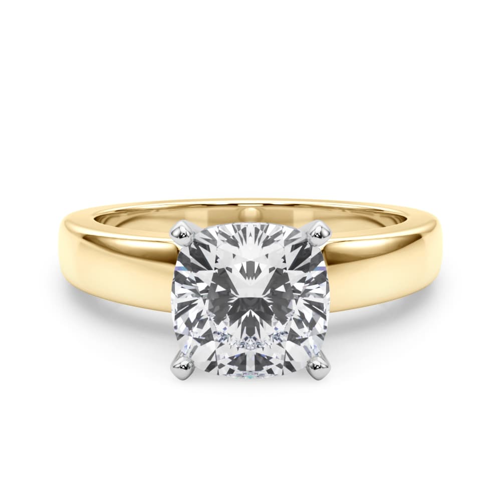 Solitare Engagement, style 85440, On hand view in yellow gold