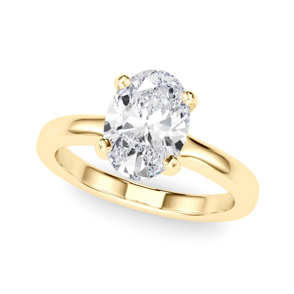 Solitaire Oval Engagement Ring, style 85442, Front view in yellow gold