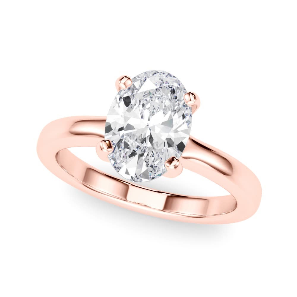 Solitaire Oval Engagement Ring, style 85442, Front view in rose gold