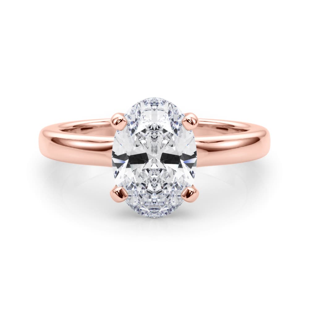 Solitaire Oval Engagement Ring, style 85442, On hand view in rose gold