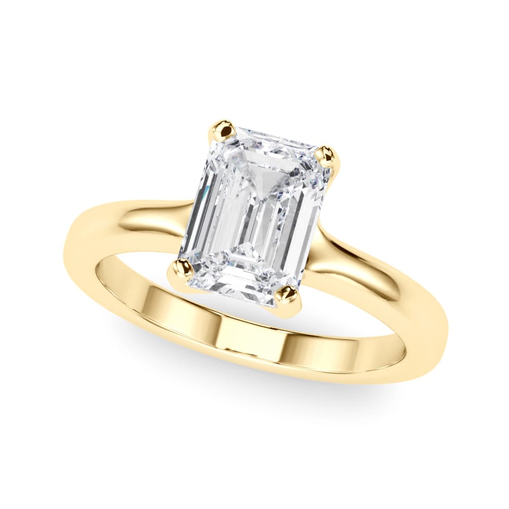 Solitaire Emerald Cut, style 85443, Front view in yellow gold