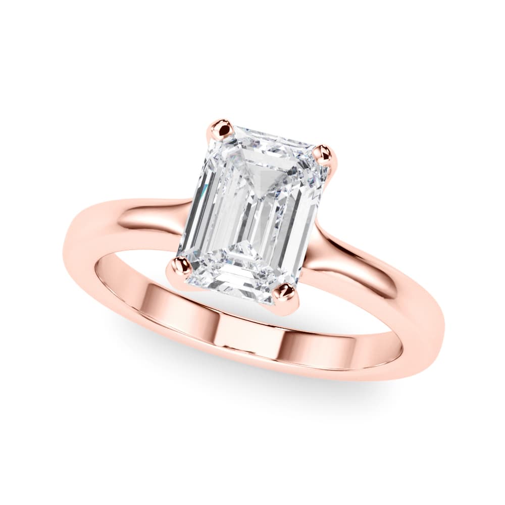 Solitaire Emerald Cut, style 85443, Front view in rose gold