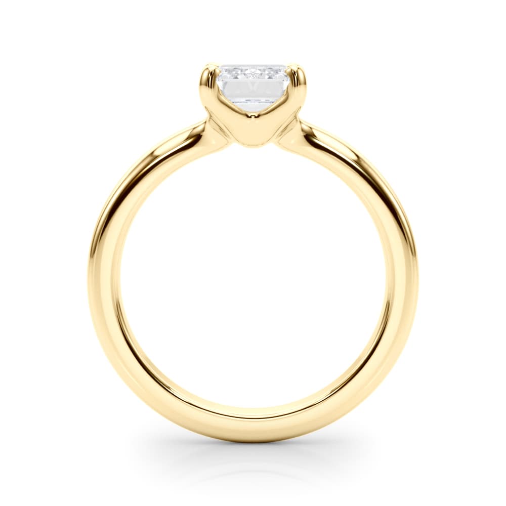 Solitaire Emerald Cut, style 85443, Side view in yellow gold