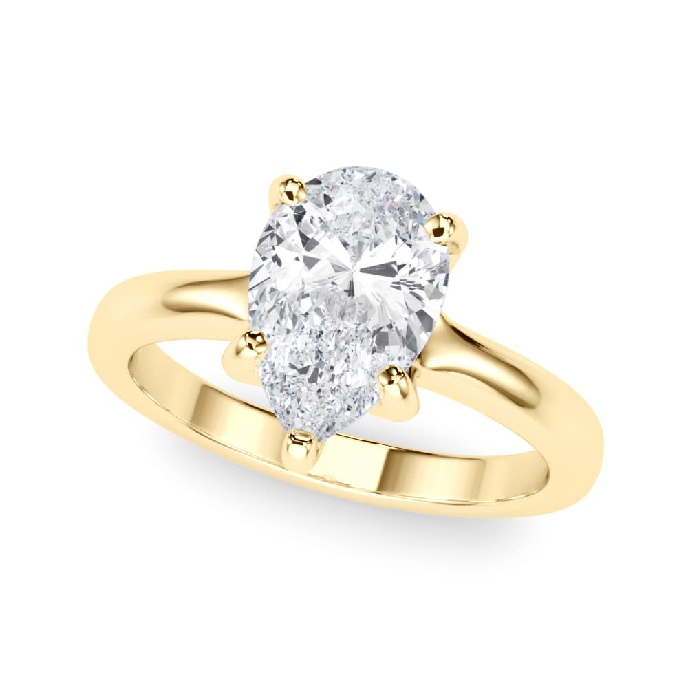 Solitaire Pear, style 85444, Front view in yellow gold