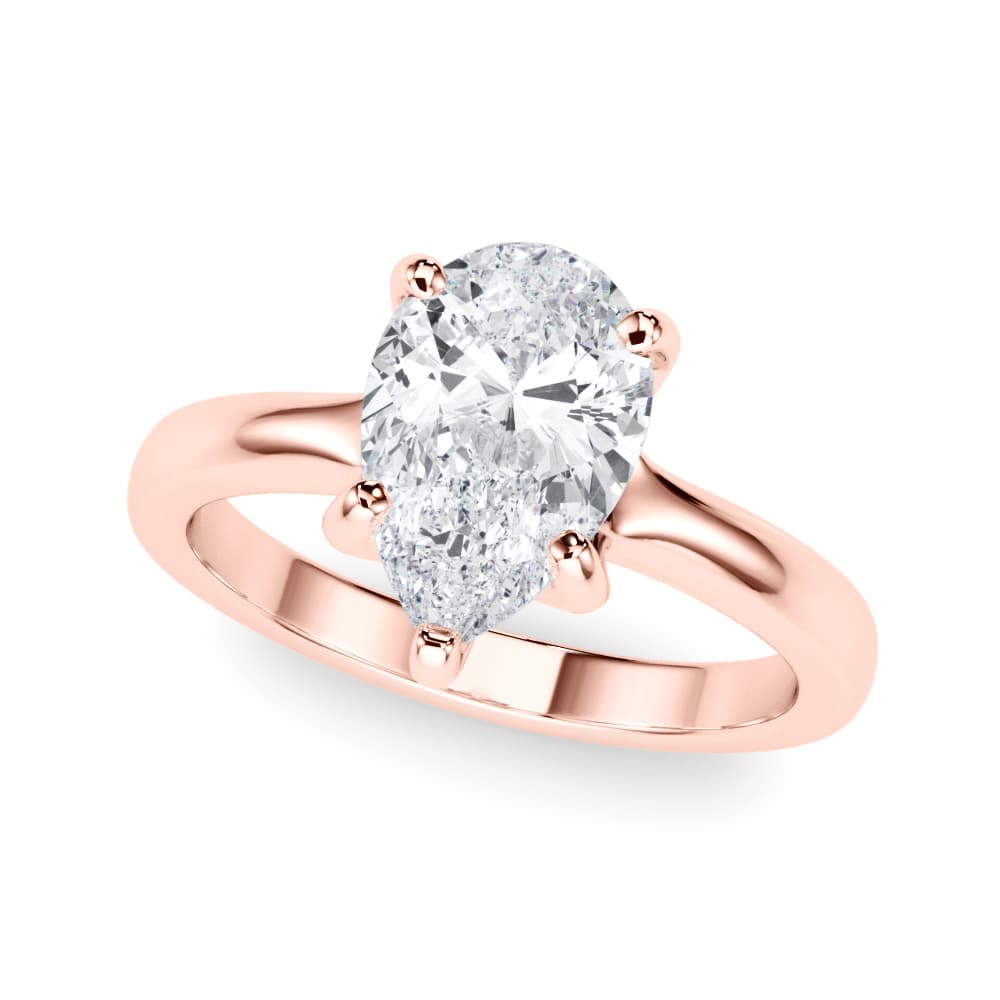 Solitaire Pear, style 85444, Front view in rose gold