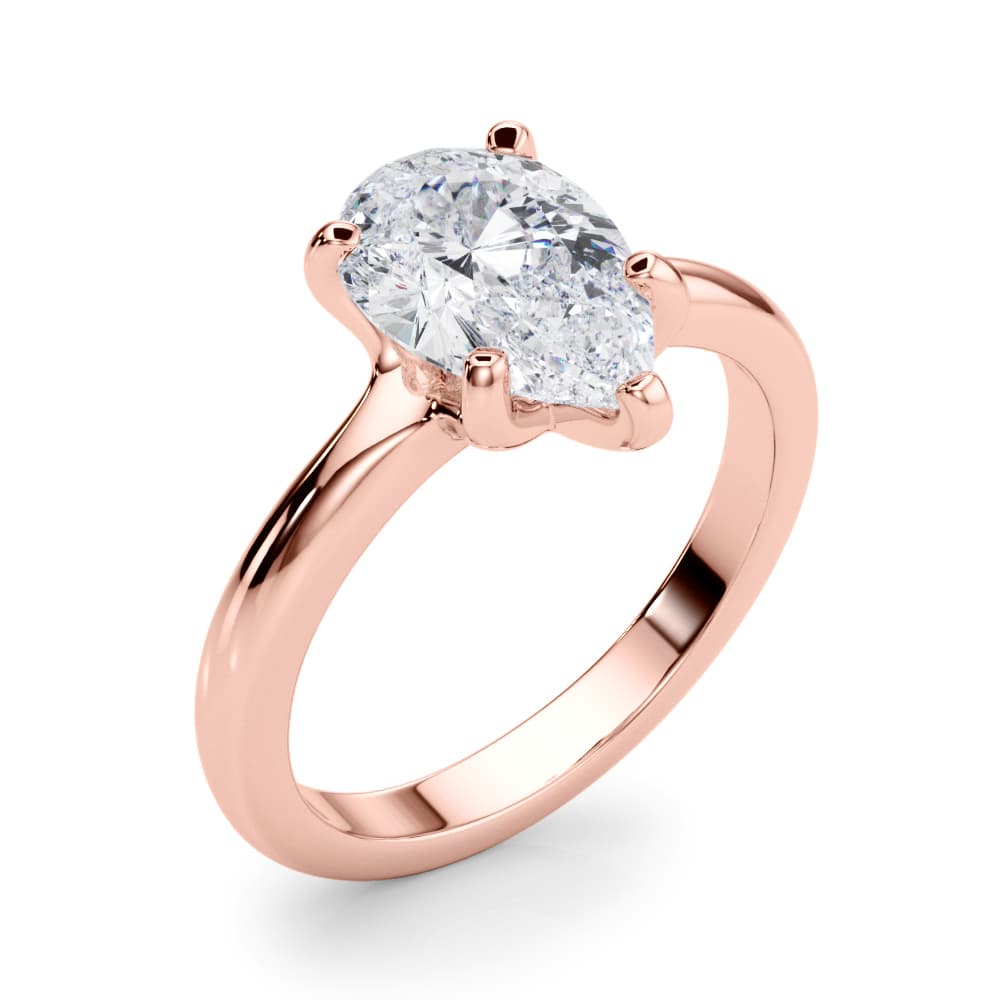Solitaire Pear, style 85444, Angle view in rose gold
