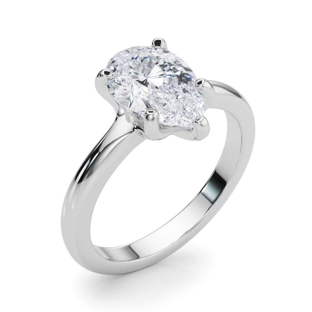 Solitaire Pear, style 85444, Angle view in white gold or platinum