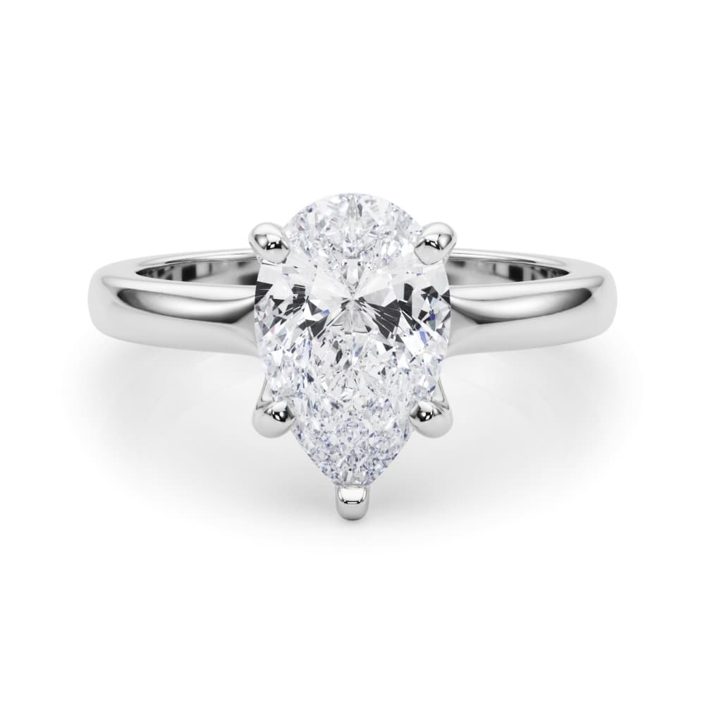Solitaire Pear, style 85444, On hand view in white gold or platinum