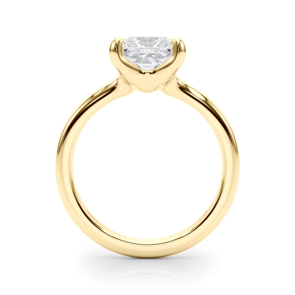 Solitaire Princess Cut Engagement Ring, style 85445, Side view in yellow gold
