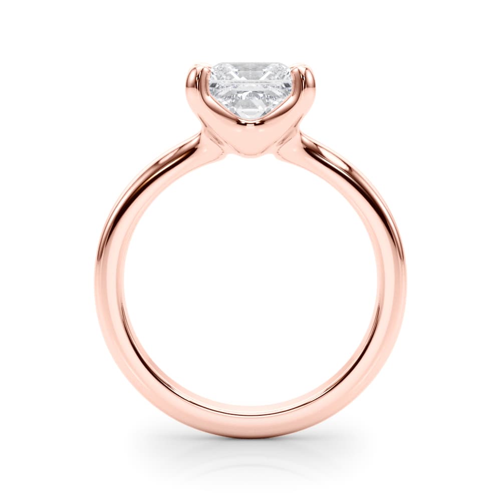 Solitaire Princess Cut Engagement Ring, style 85445, Side view in rose gold