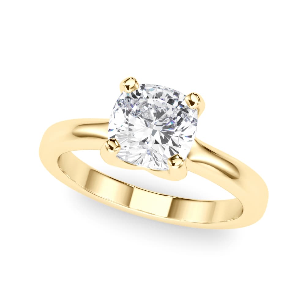 Solitaire Cushion Engagement Ring, style 85446, Front view in yellow gold