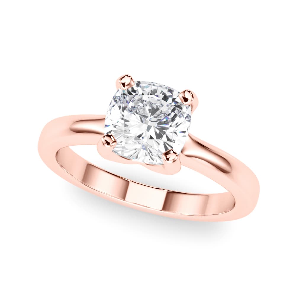 Solitaire Cushion Engagement Ring, style 85446, Front view in rose gold