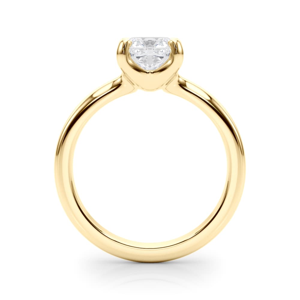 Solitaire Cushion Engagement Ring, style 85446, Side view in yellow gold