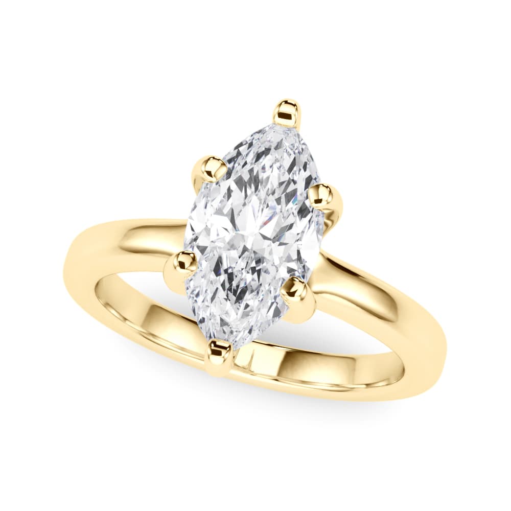 Solitaire Marquise Engagement Ring, style 85447, Front view in yellow gold