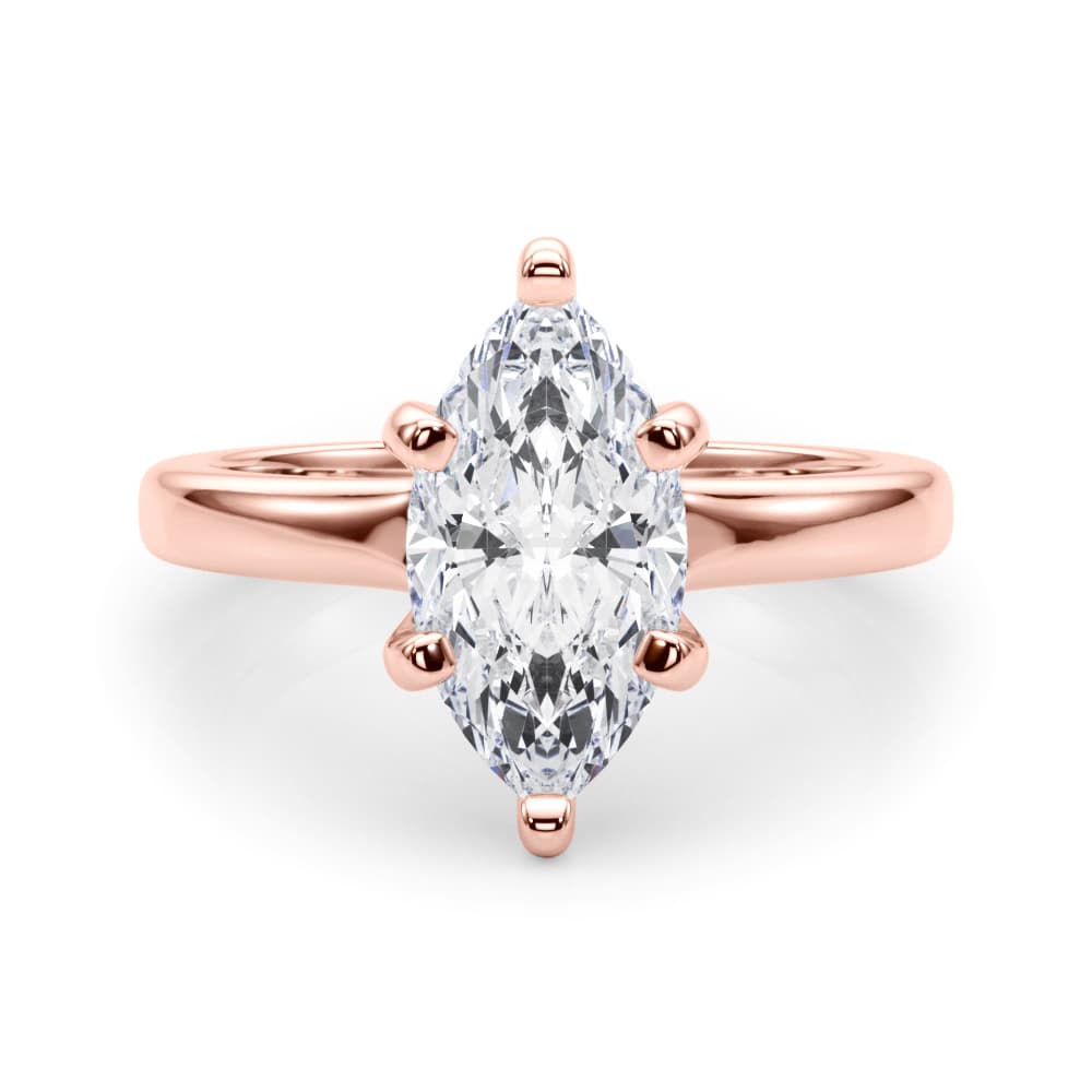 Solitaire Marquise Engagement Ring, style 85447, On hand view in rose gold