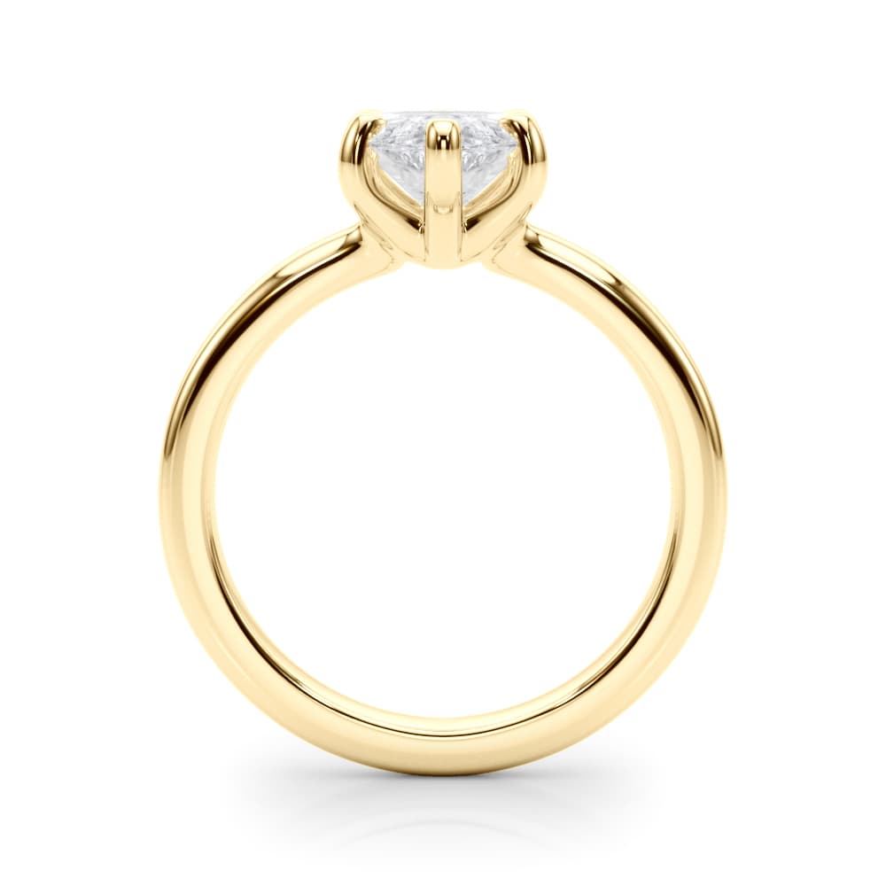 Solitaire Marquise Engagement Ring, style 85447, Side view in yellow gold