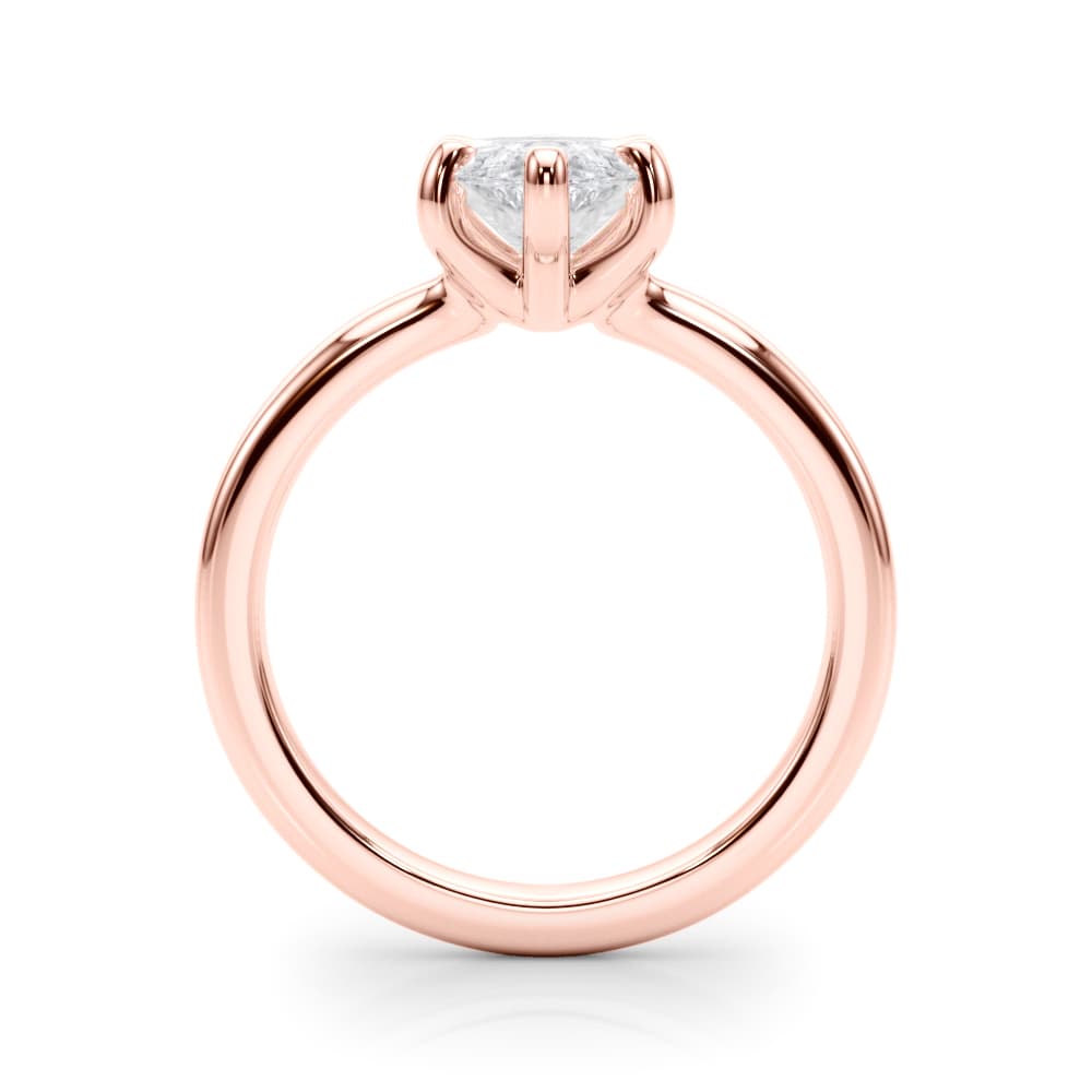 Solitaire Marquise Engagement Ring, style 85447, Side view in rose gold