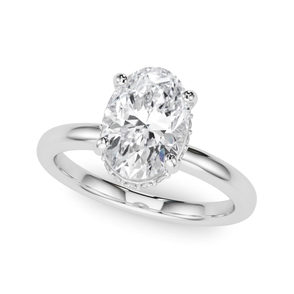 Double Hidden Halo Oval Engagement Ring — style 85449 in 10k White Gold