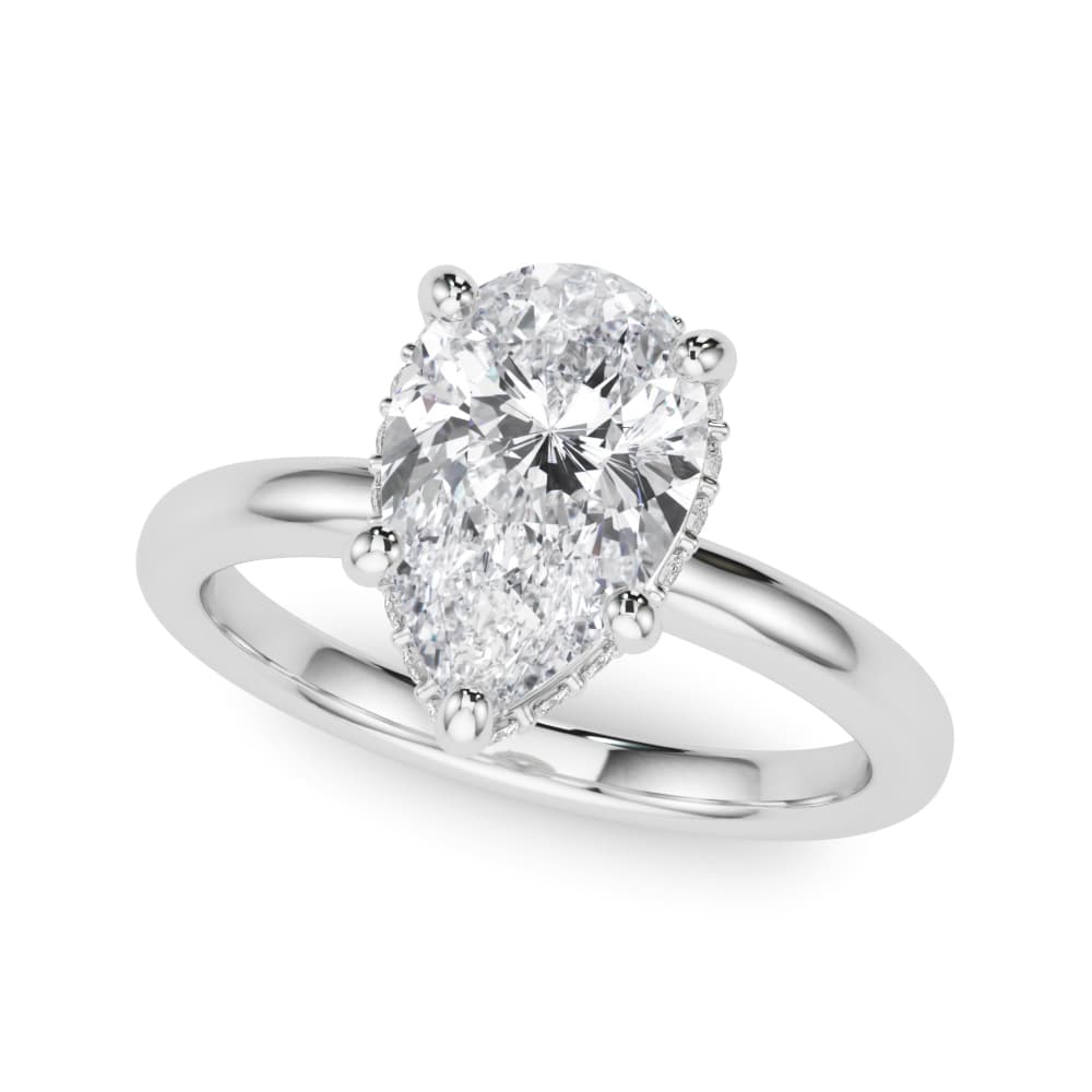 Double Hidden Halo Pear Engagement Ring — style 85451 in 10k White Gold