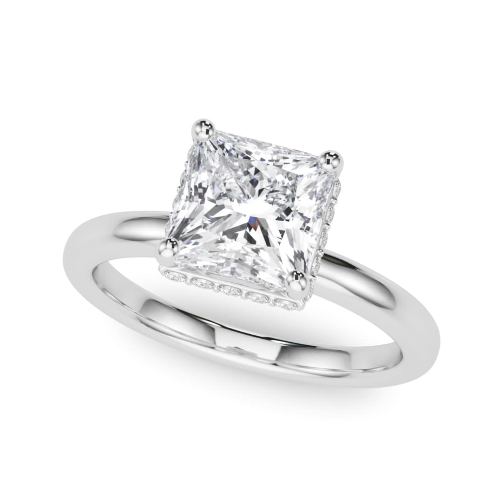 Double Hidden Halo Princess Cut Engagement Ring — style 85452 in 10k White Gold