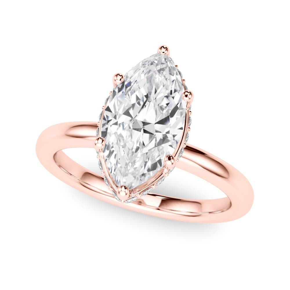 Double Hidden Halo Marquise Engagement Ring, style 85453, Front view in rose gold