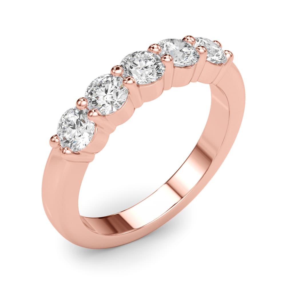 5-Stone Shared Prong Wedding Band (1 ct. tw.), Angle view in rose gold