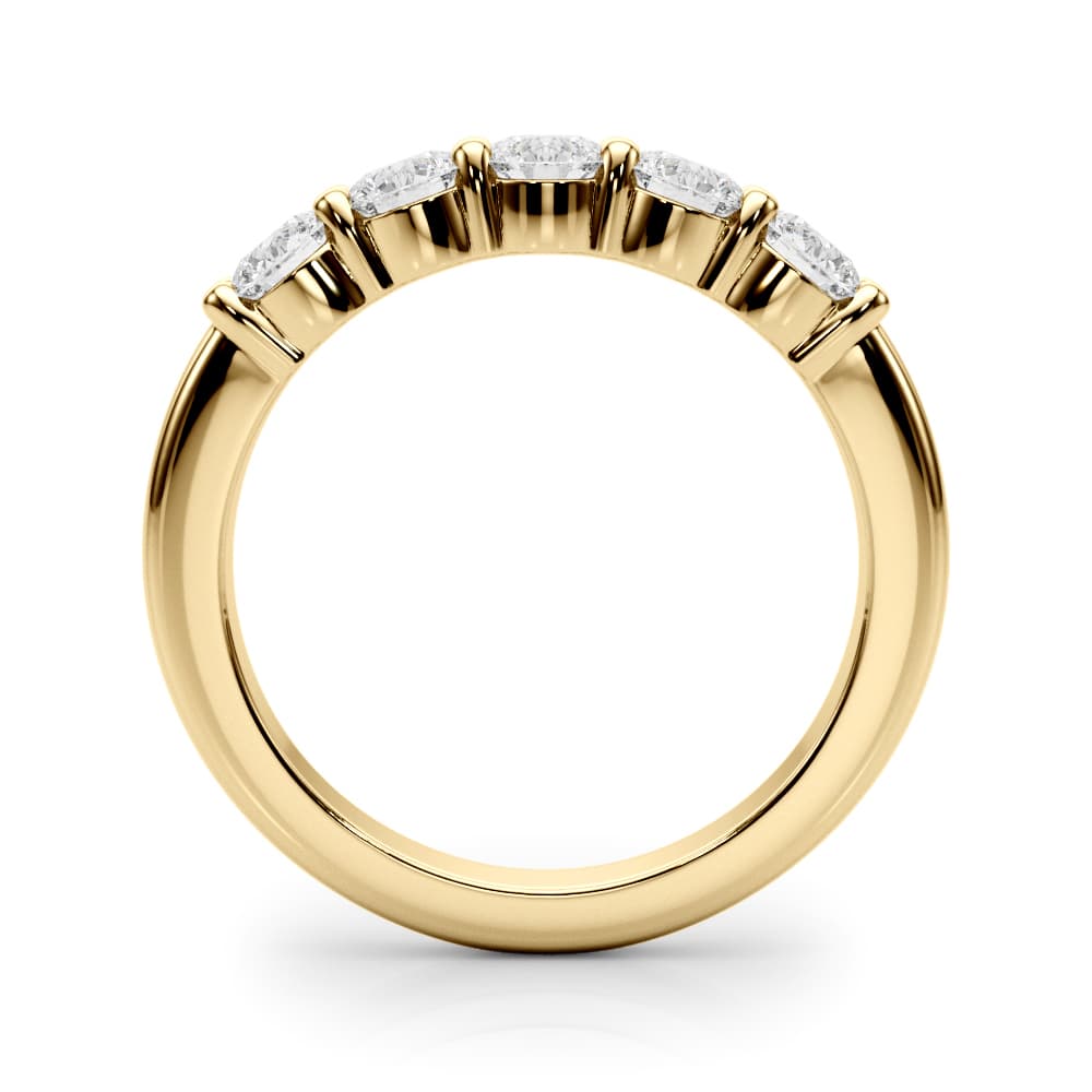 5-Stone Shared Prong Wedding Band (1 ct. tw.), Side view in yellow gold