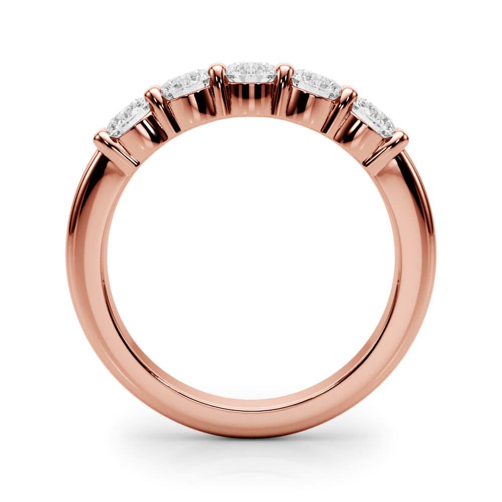 5-Stone Shared Prong Wedding Band (1 ct. tw.), Side view in rose gold