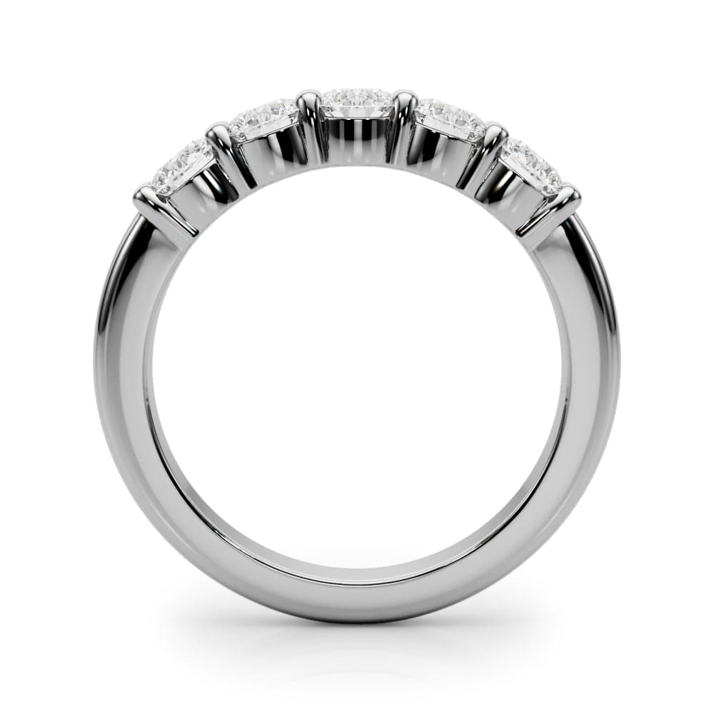 5-Stone Shared Prong Wedding Band (1/2 ct. tw.), Side view in white gold or platinum