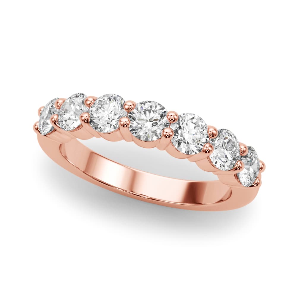 7-Stone Shared Prong Wedding Band (0.7 ct. tw.), Front view in rose gold
