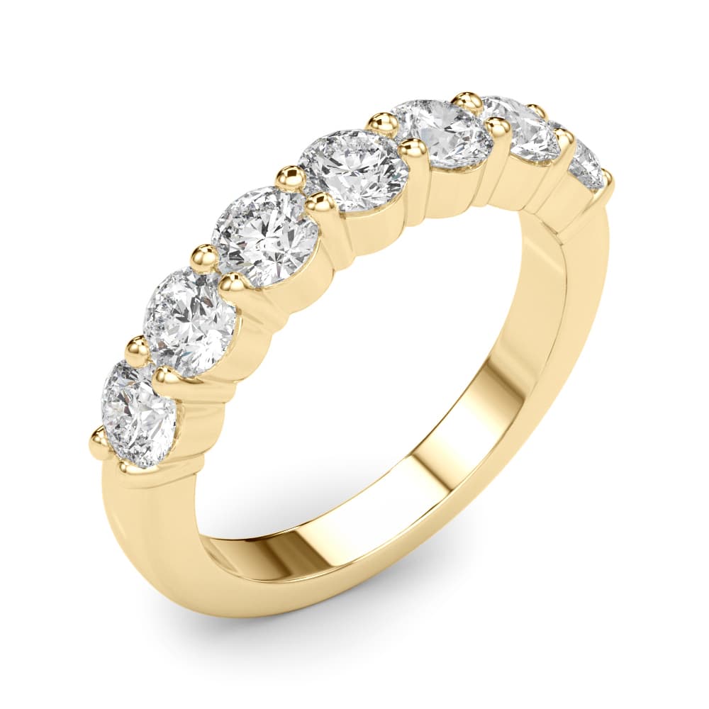 7-Stone Shared Prong Wedding Band (3 1/2 ct. tw.), Angle view in yellow gold