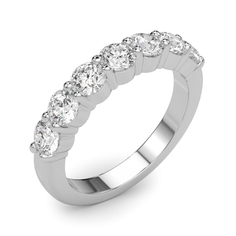 7-Stone Shared Prong Wedding Band (2.31 ct. tw.), Angle view in white gold or platinum