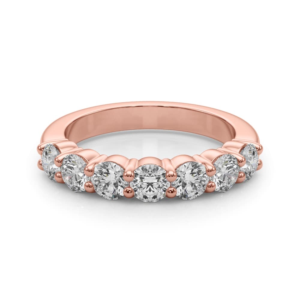 7-Stone Shared Prong Wedding Band (0.7 ct. tw.), On hand view in rose gold
