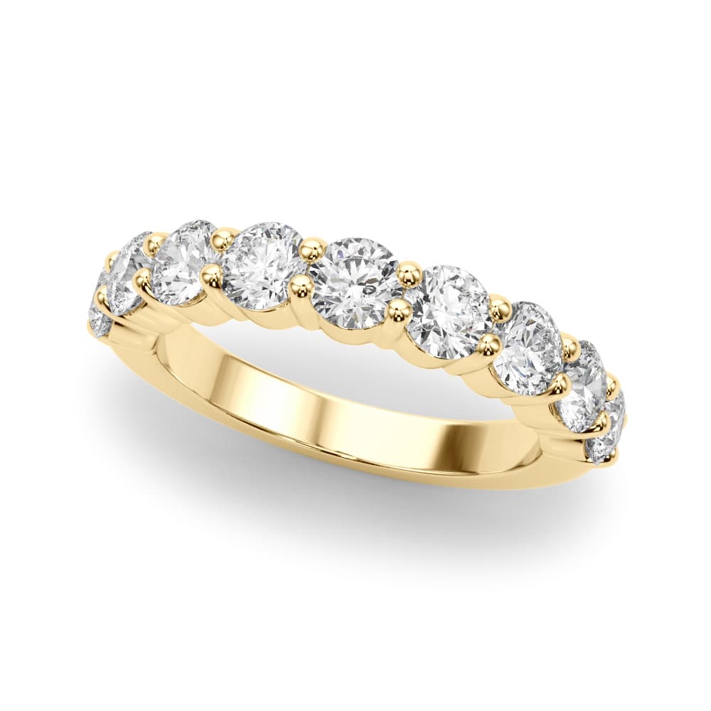 9-Stone Shared Prong Wedding Band (0.9 ct. tw.), Front view in yellow gold