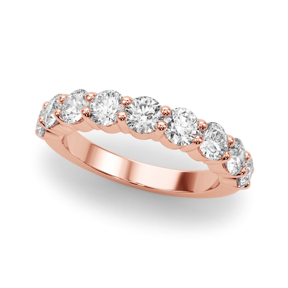 9-Stone Shared Prong Wedding Band (2.97 ct. tw.), Front view in rose gold