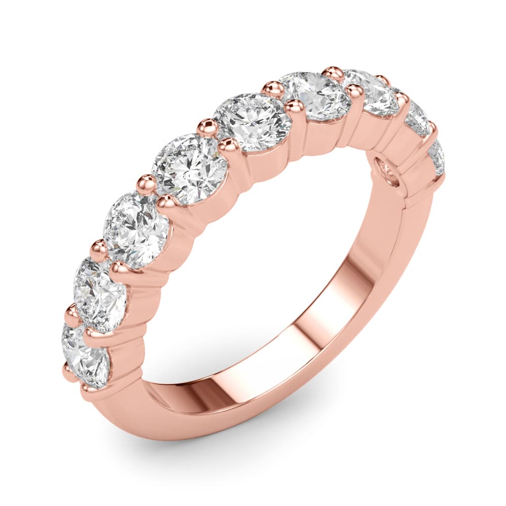 9-Stone Shared Prong Wedding Band (2.97 ct. tw.), Angle view in rose gold